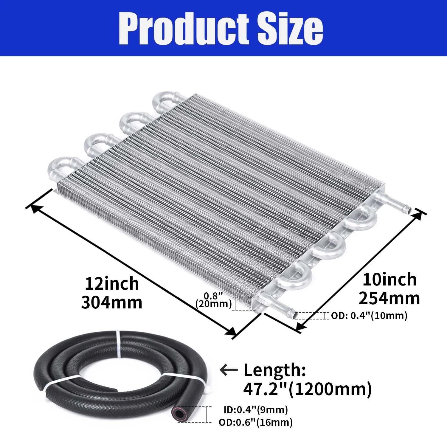 Universal 8 Rows Auto Customizable Transmission Oil Cooler for Car Truck Vehicle Tractor Modify Upgrade Black Silver