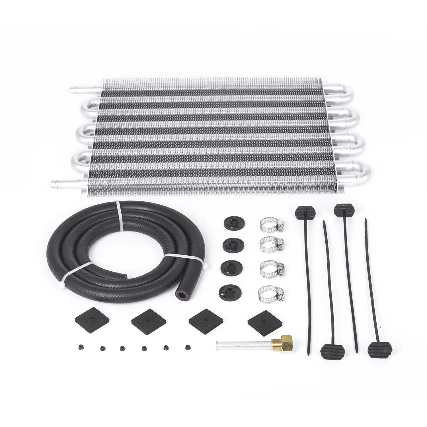 Universal 8 Rows Auto Customizable Transmission Oil Cooler for Car Truck Vehicle Tractor Modify Upgrade Black Silver
