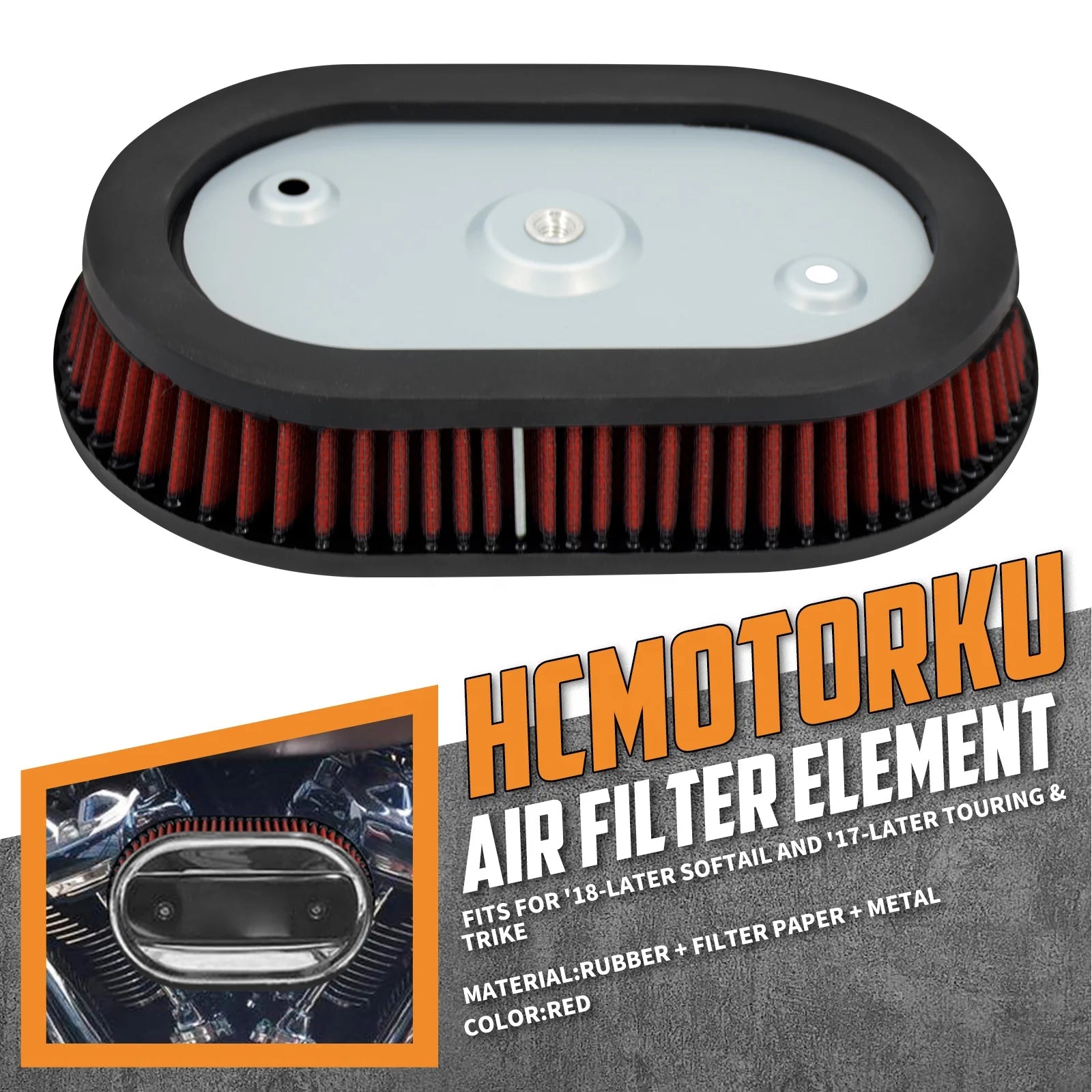 Motorcycle Air Filter Element Inner Replacement for Harley Touring FLHT FLHX FLHR 17-22 Softail FXBR FLHC FXBB 18-22