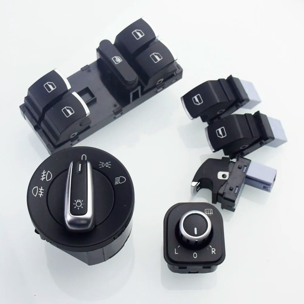 Chrome Headlight Switch+Power Window Master Switch For VW Golf 5 6 Mk5 6 Jetta 5 6 Passat B6 Touran SEAT 5ND941431B 5ND959855