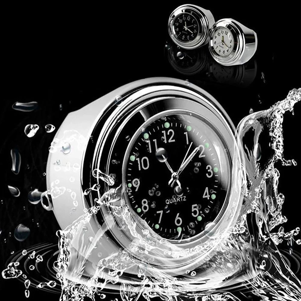 Motorcycle Bike Handlebar Mount  Clock  Waterproof Chrome Moto Accessories