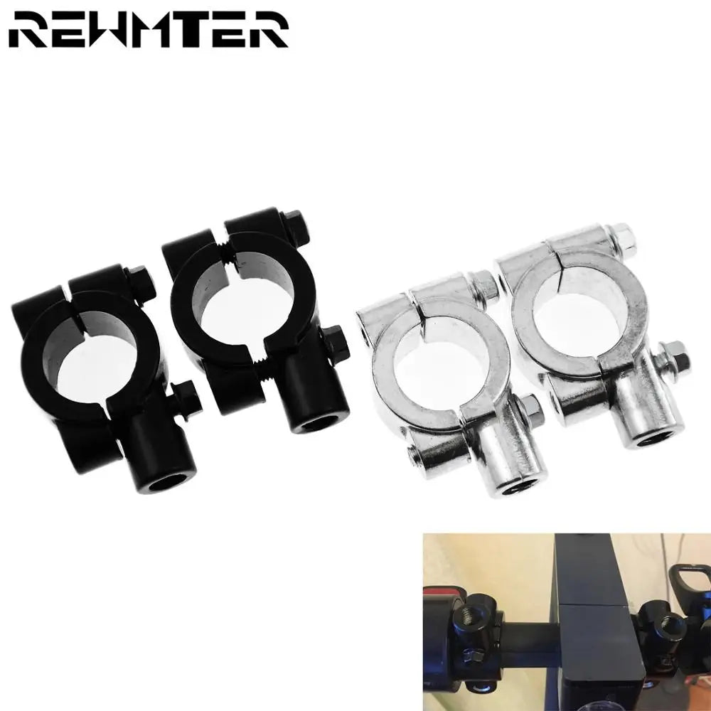 2PCS Black Silver Motorcycle Handlebar Mirror Mount Clamp Rear View Mirror Holder Bracket  22mm 10mm 8mm 10mm 25mm For Harley
