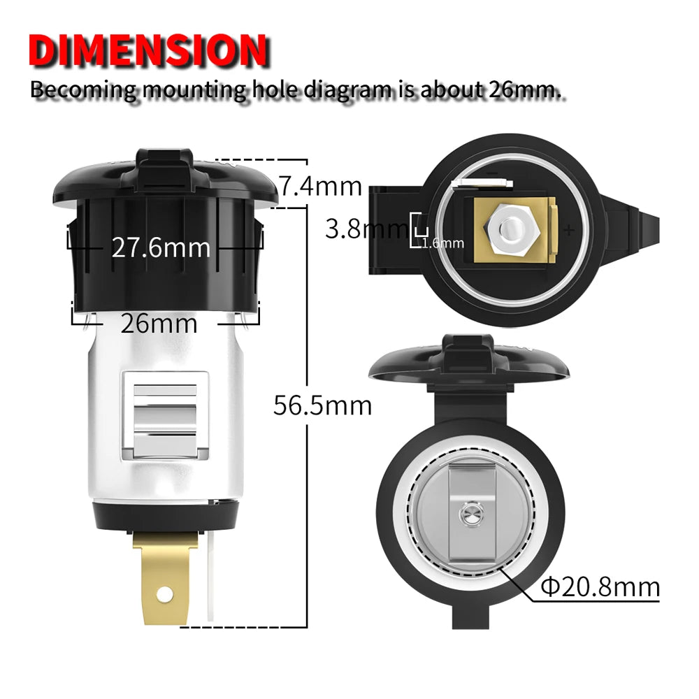 DaierTek Universal 12V Car Cigarette Lighter Power Socket Adapter Plug Outlet for Motorcycles Boats Tractor Truck Brand New