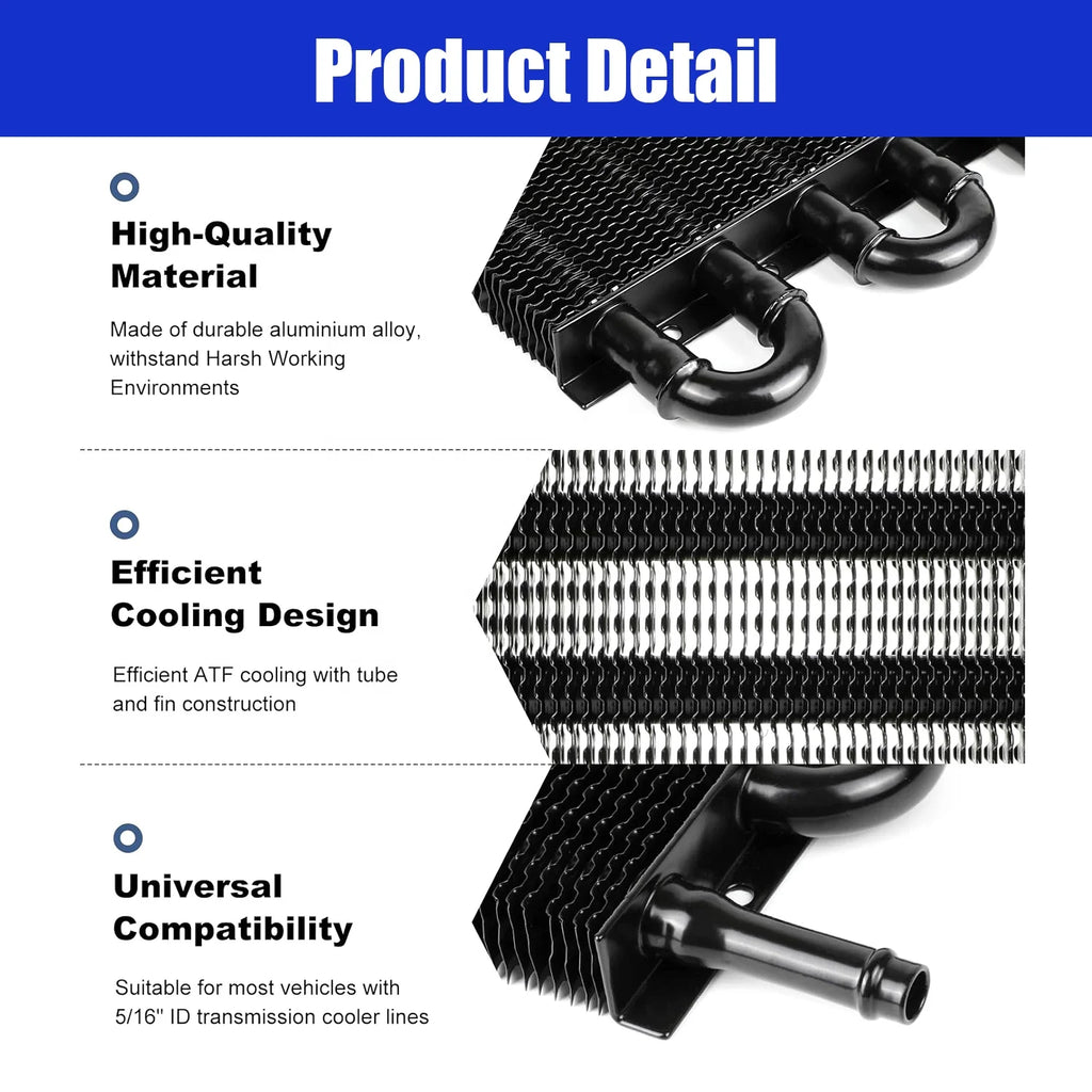 Universal 8 Rows Auto Customizable Transmission Oil Cooler for Car Truck Vehicle Tractor Modify Upgrade Black Silver