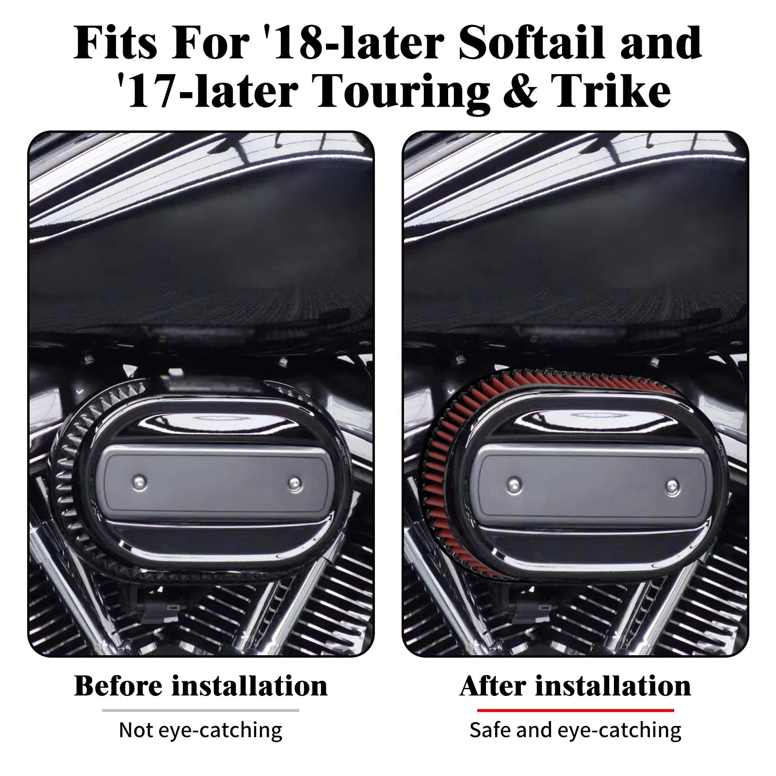 Motorcycle Air Filter Element Inner Replacement for Harley Touring FLHT FLHX FLHR 17-22 Softail FXBR FLHC FXBB 18-22