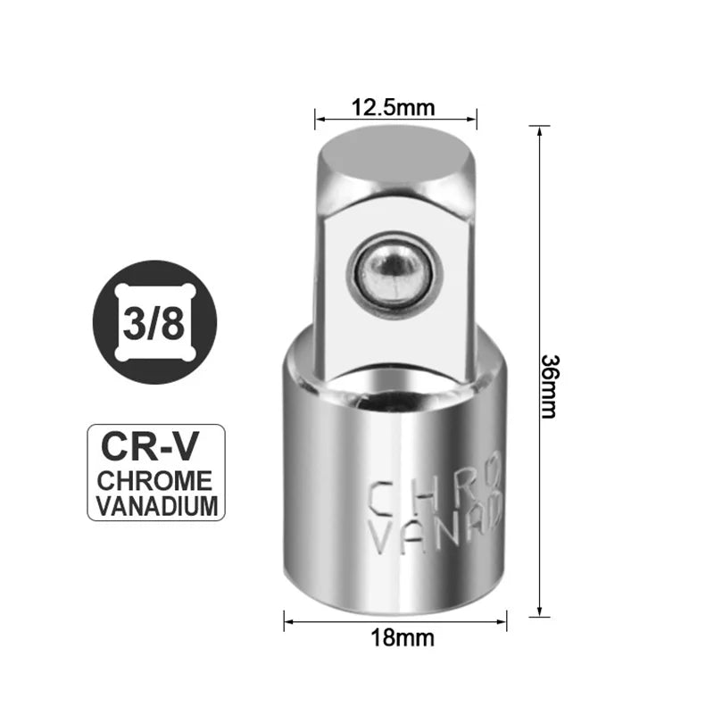 Ratchet Wrench Socket Converter Sleeve Head Adapter 1/2 "Big Fly To 3/8" Fly To 1/4 "Stainless Steel to 1/4" To 1/2 "To 3/8"