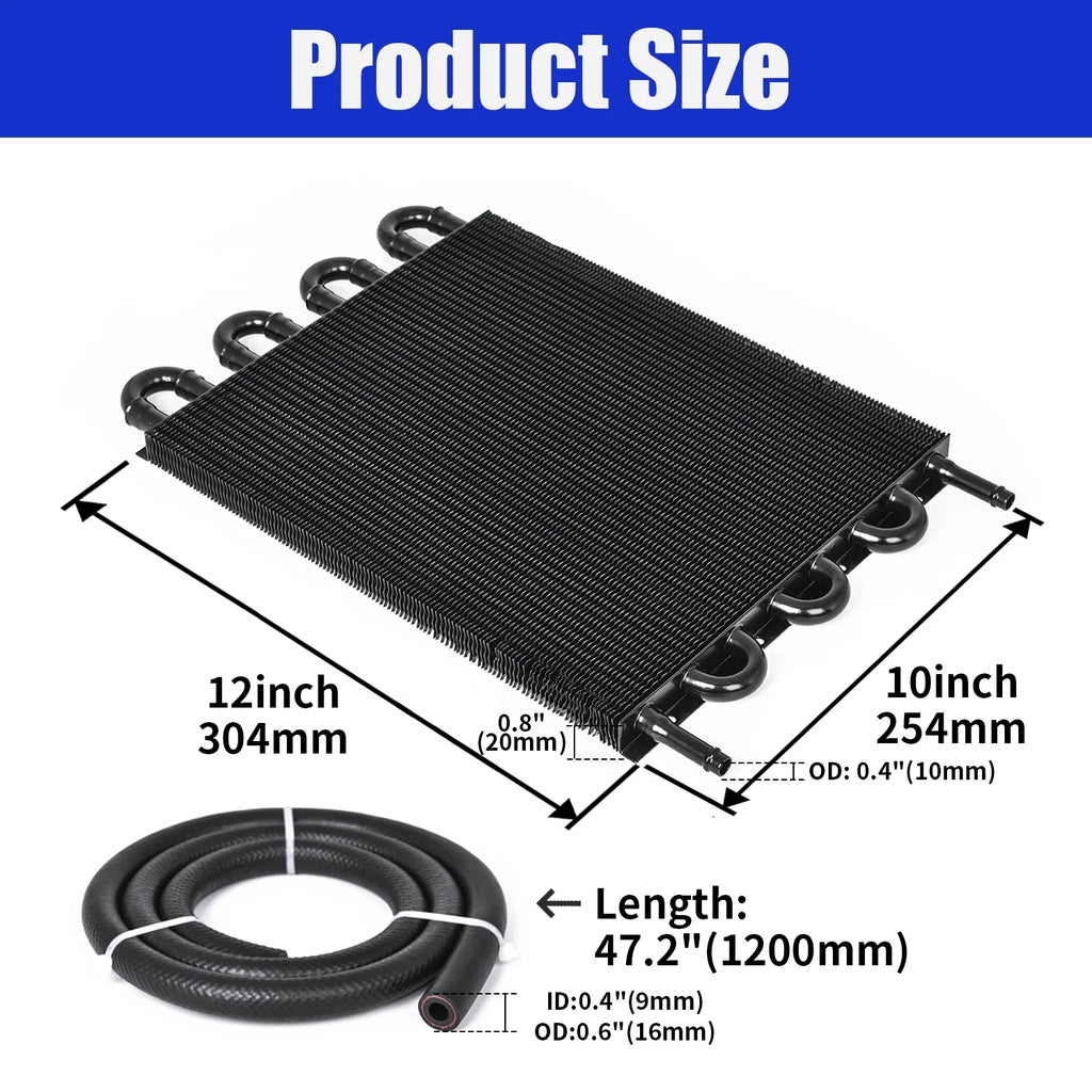 Universal 8 Rows Auto Customizable Transmission Oil Cooler for Car Truck Vehicle Tractor Modify Upgrade Black Silver