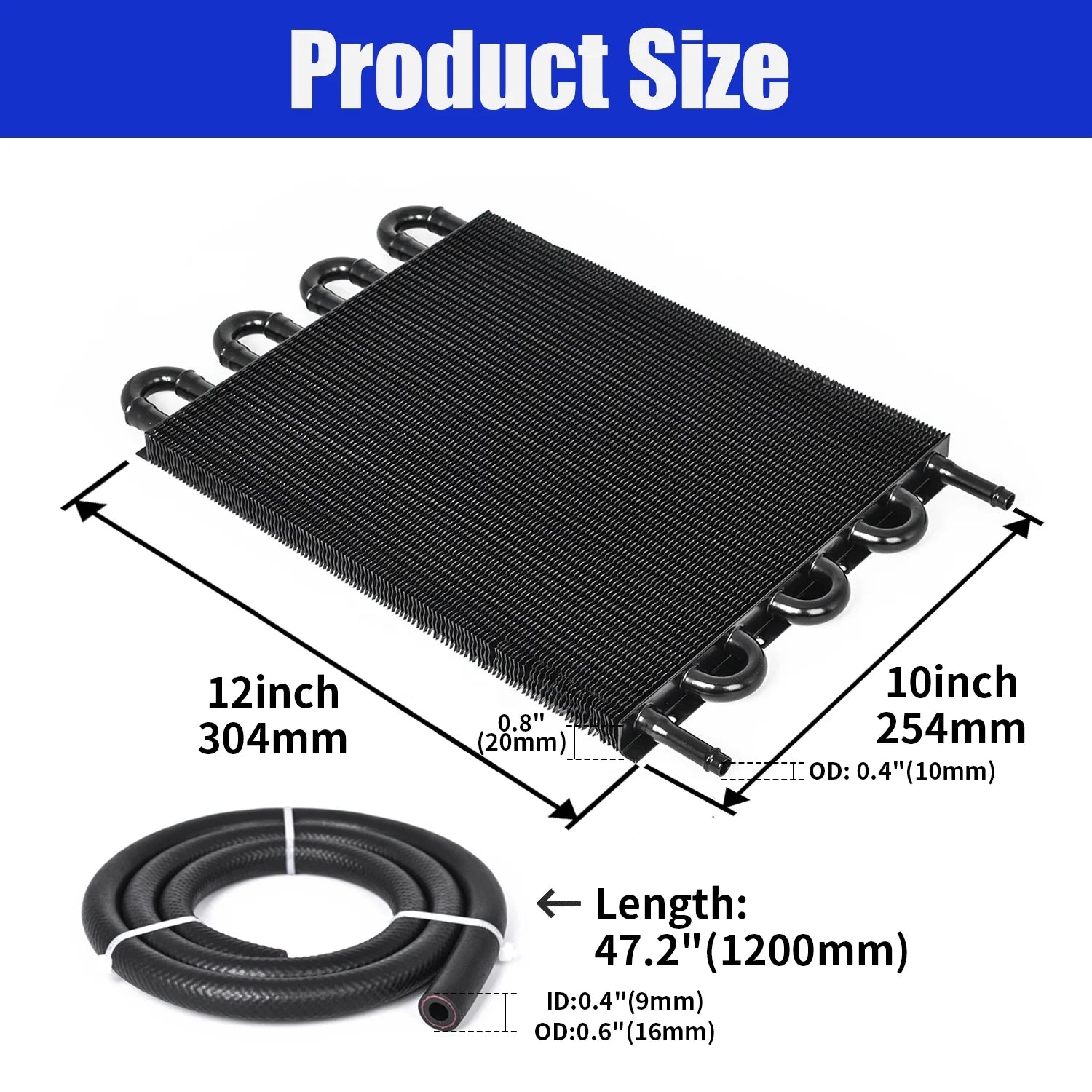Universal 8 Rows Auto Customizable Transmission Oil Cooler for Car Truck Vehicle Tractor Modify Upgrade Black Silver