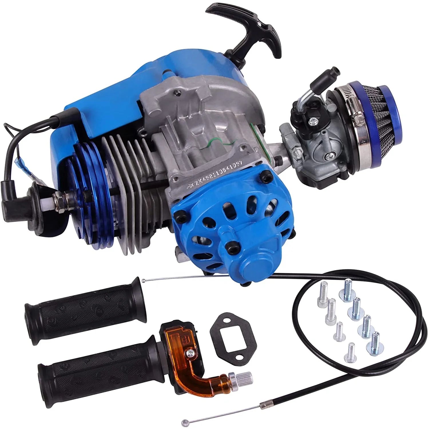 GOOFIT Blue 44-6 Modified Motorcycle Engine With HandleBar Throttle Cable for 2 Stroke 43cc 47cc 49cc ATV Mini Dirt Bike Scooter