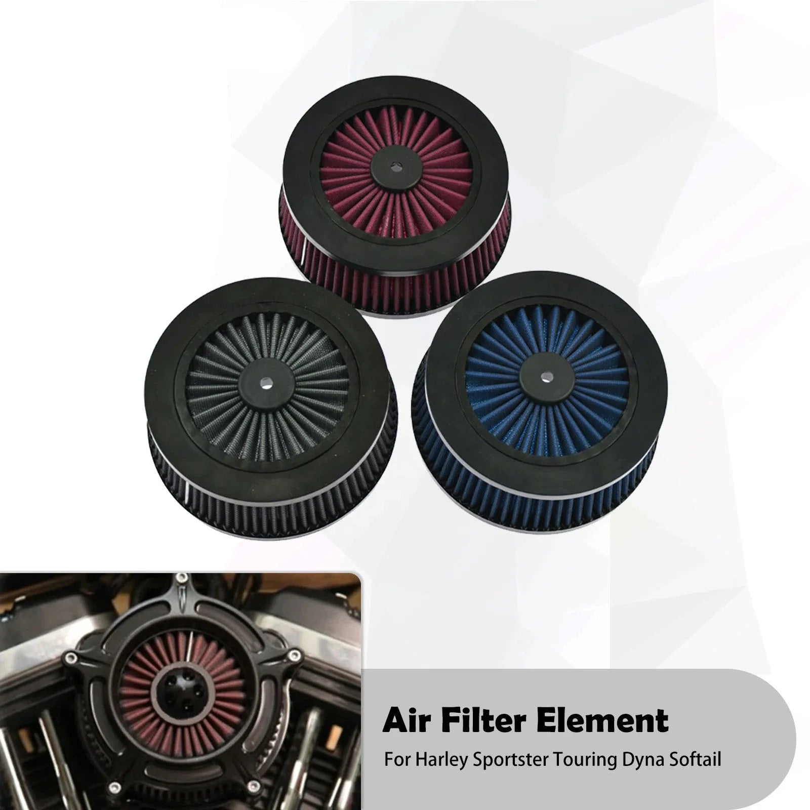 Air Cleaner Intake Filter Replacement Element Fit for Harley Touring Street Glide Softail Dyna Sportster XL 883 1200 48