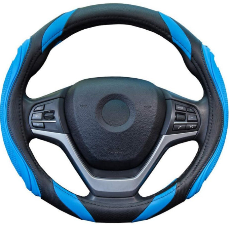 Cross-border stitching car steering wheel cover four seasons universal nail yarn film leather handle cover concave-convex massage car handle cover