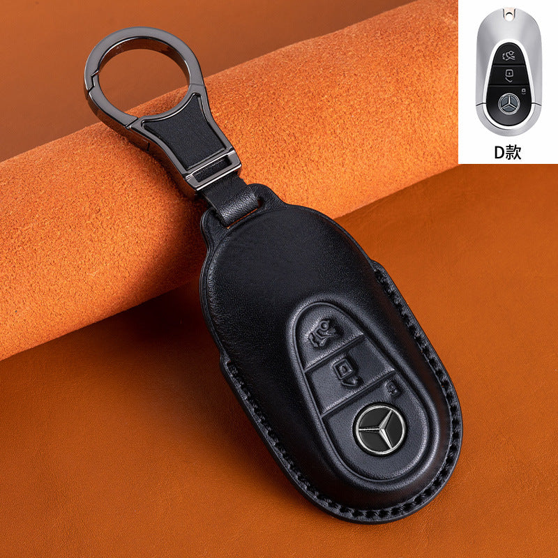 Suitable for Mercedes-Benz GLEGLAC200L c260L E300L first layer vegetable tanned leather leather key cover E-class S-class c