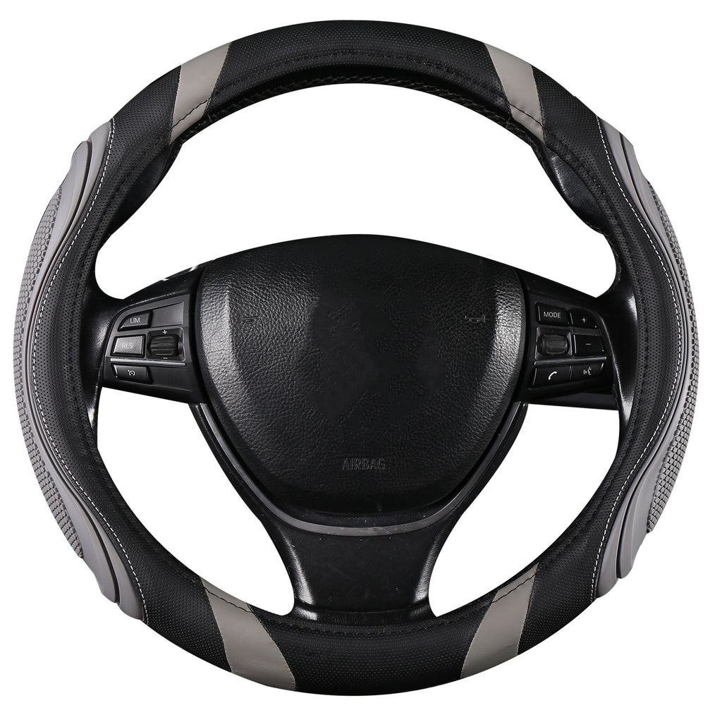 Cross-border stitching car steering wheel cover four seasons universal nail yarn film leather handle cover concave-convex massage car handle cover
