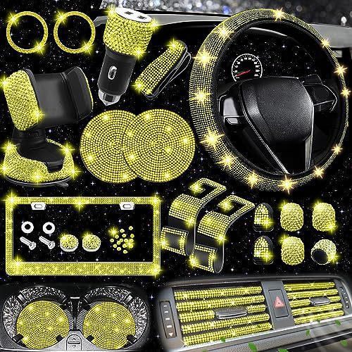 Car steering wheel cover non-slip comfortable no inner ring handle set diamond US gauge license plate frame rhinestone car decoration cross-border
