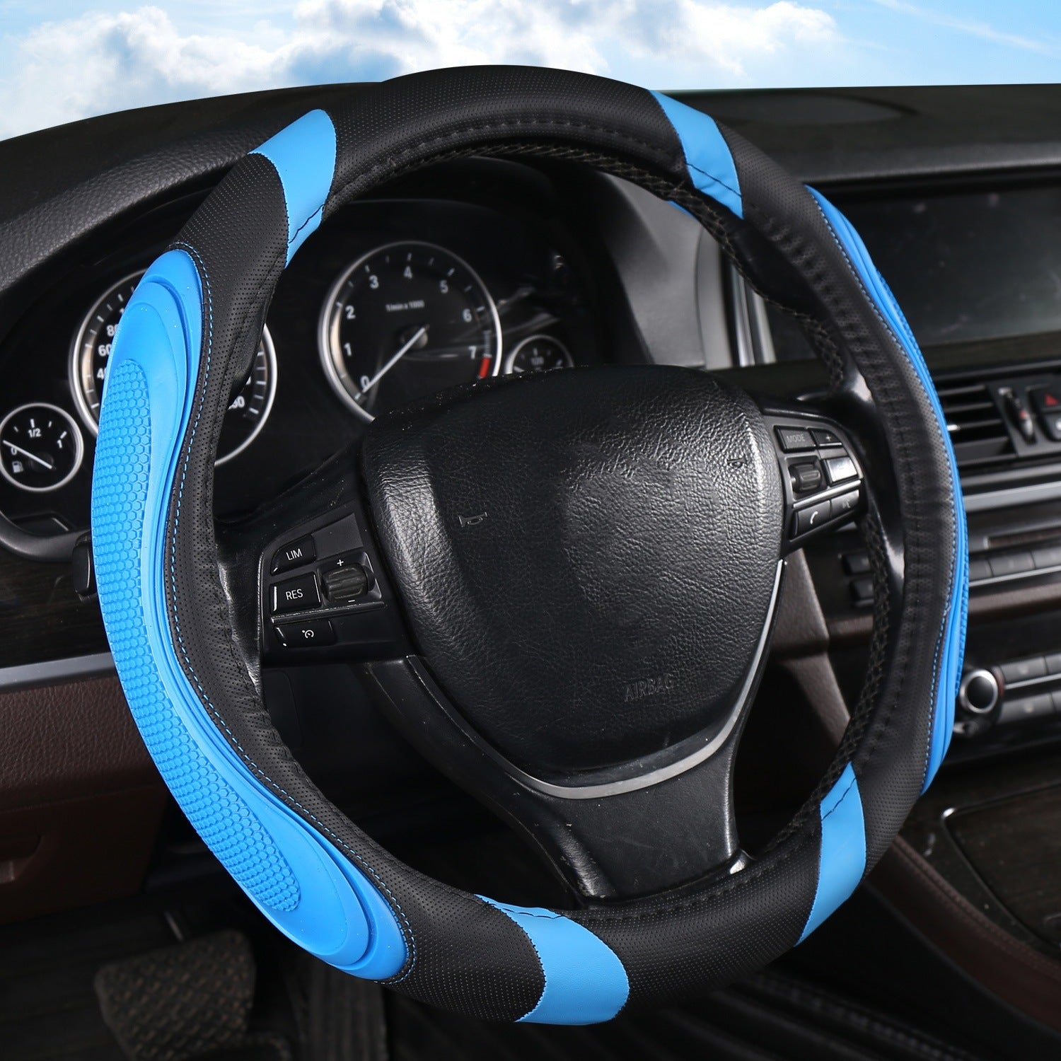 Cross-border stitching car steering wheel cover four seasons universal nail yarn film leather handle cover concave-convex massage car handle cover