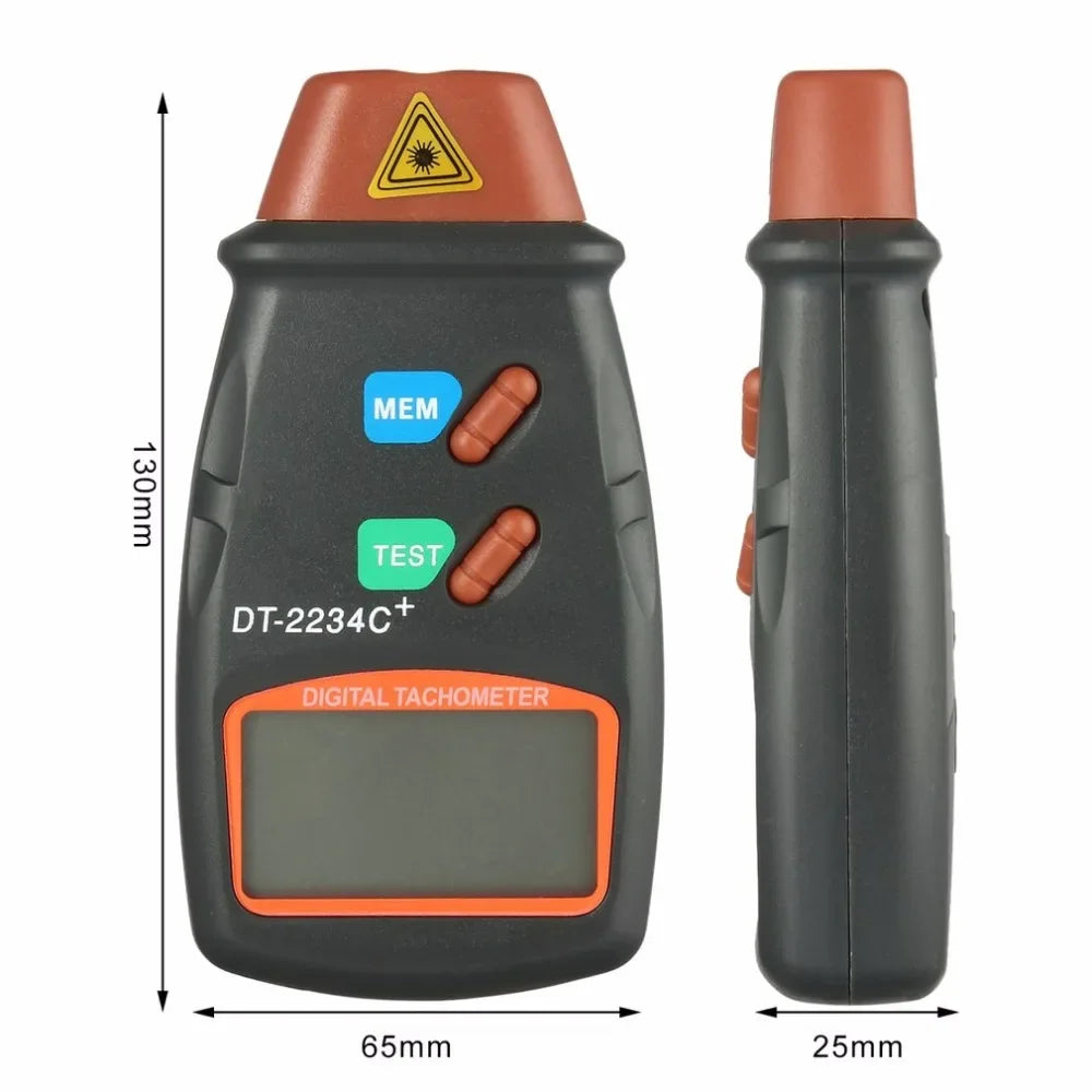 Digital Laser Tachometer Hour Meter Diagnostic tool Non-Contact Motor Lathe Speed Gauge Revolution Spin RPM Meter