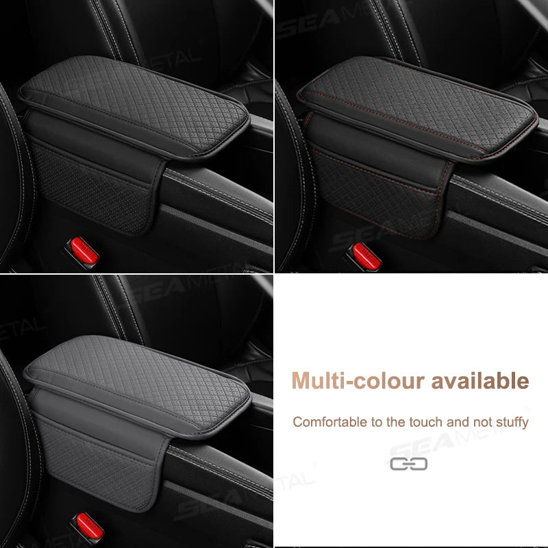 BLALION Leather Car Armrest Box Pad Memory Foam Center Console Arm Rest Protector Cover with Storage Pocket Elbow Rest Cushion