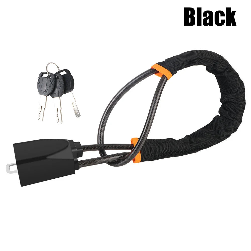 Universal anti-theft device for car steering wheel lock, safety belt buckle lock, steel cable lock, steel wire rope lock, car mo