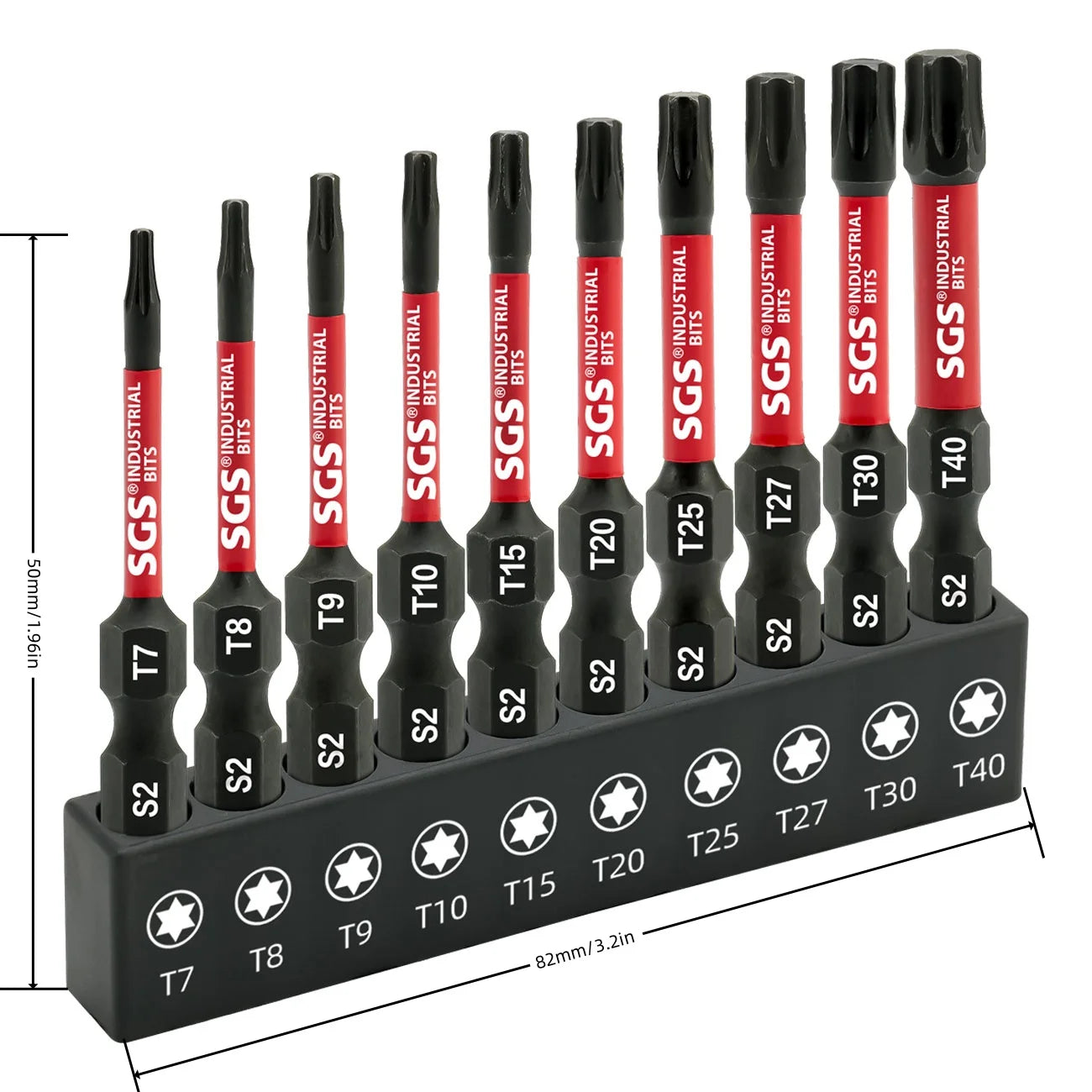 10-Piece Set of Strong Magnetic Anti-Slip Torx Solid and Hollow 50mm Screwdriver Bits, High Hardness Screwdriver Heads, Suitable for Electric and Manual Tools, DIY Projects, Mechanics and Hobbyists