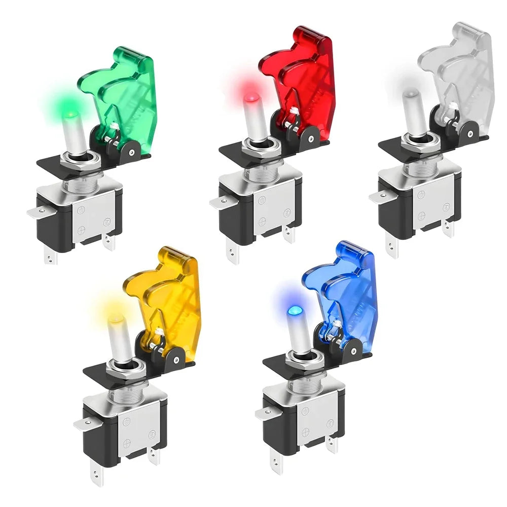 1PCS 12V 20A Toggle Switch LED Switch Car Auto Cover LED Light With Protective Cover SPST Toggle Rocker Switch Control On/Off