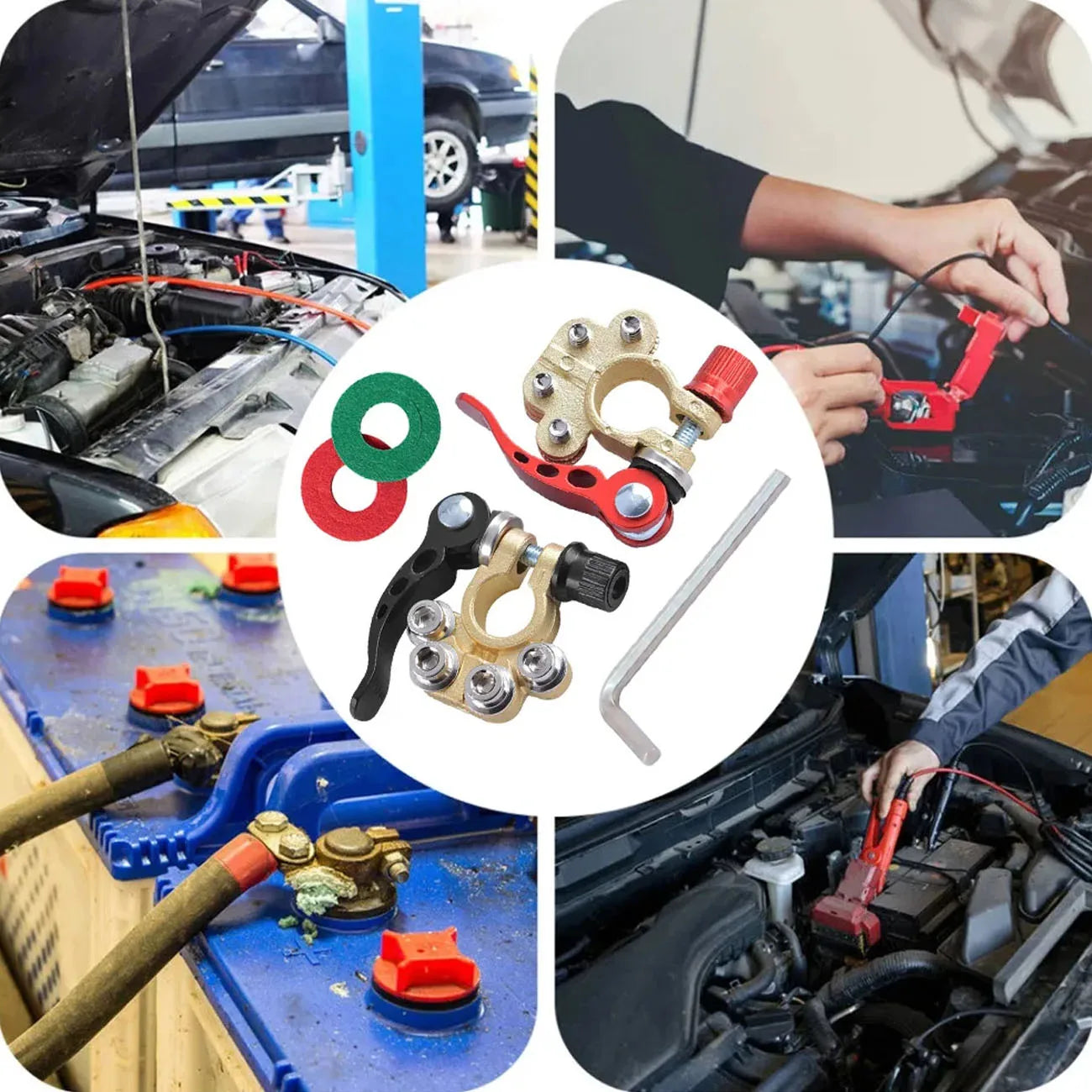 2Pcs Car Battery Terminal Connectors Quick Release Disconnect 12V 24V Positive Negative Battery Cable Ends for SAE/JIS Type Car