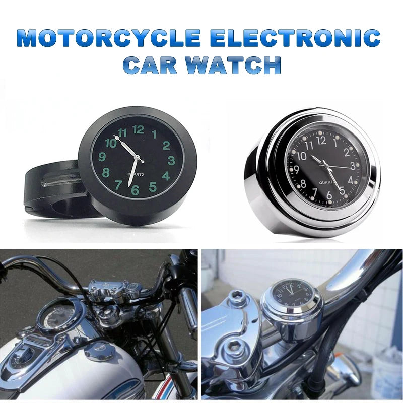 Universal 7/8 Waterproof Chrome Motorcycle Bike Handlebar Mount Quartz Clock Watch Aluminum Luminous Clock Moto Accessories