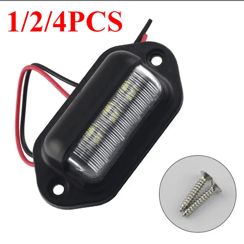 1/2/4PCS 6 LED Car License Number Plate Light For SUV Truck Trailer Van Tag Step Lamp White Bulbs Car Products License