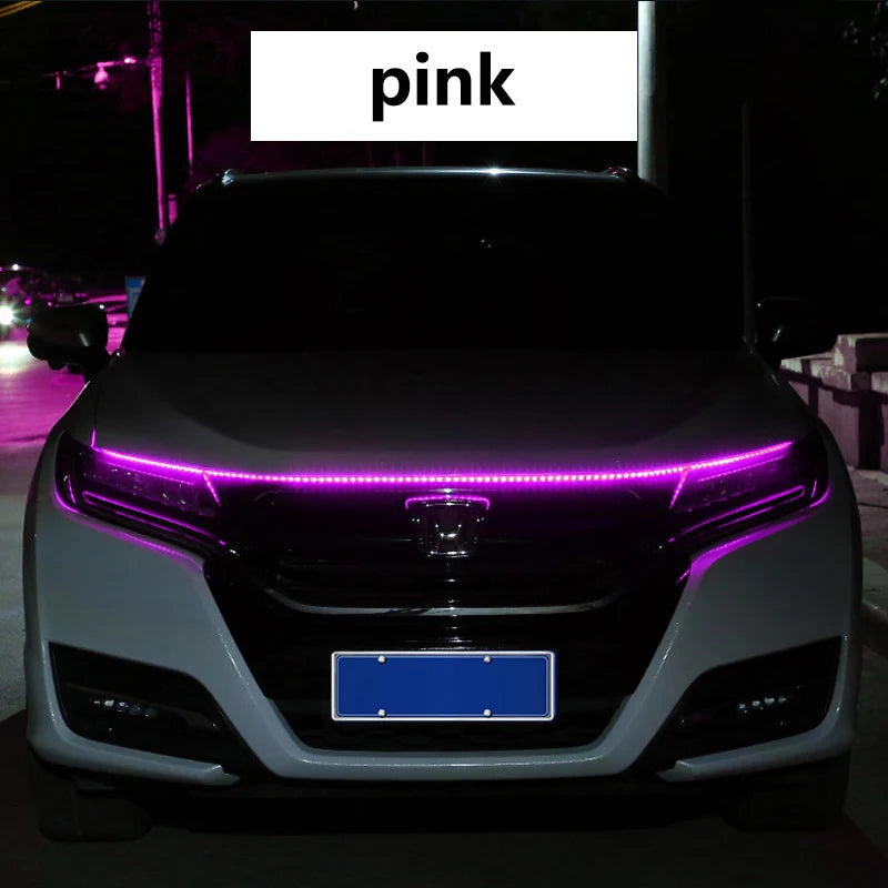 1.2M/1.5M/1.8M Car DRL Led Lights Strip For Hood Flexible Car Engine Cover Decoration Headlight Universal Daytime Running Lights
