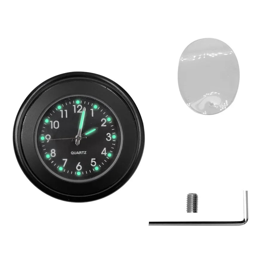 Aluminum Luminous Quartz Watch 22-25mm Motorcycle Scooter Bicycle Handlebar Mount Clock Time Display Clock Moto Accessories