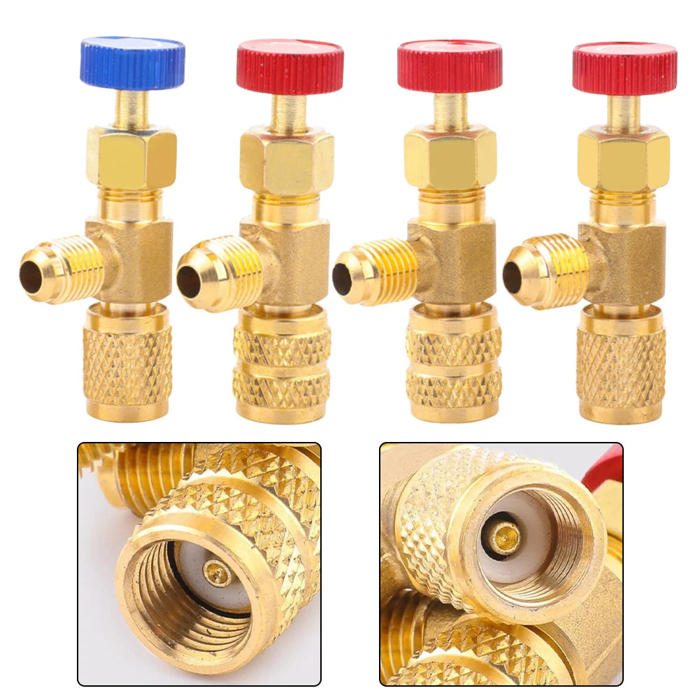4PCS Safety Valves for Air Conditioning Systems Compatible with R22 R32 R410 Featuring 12 14 516 Quick Connector