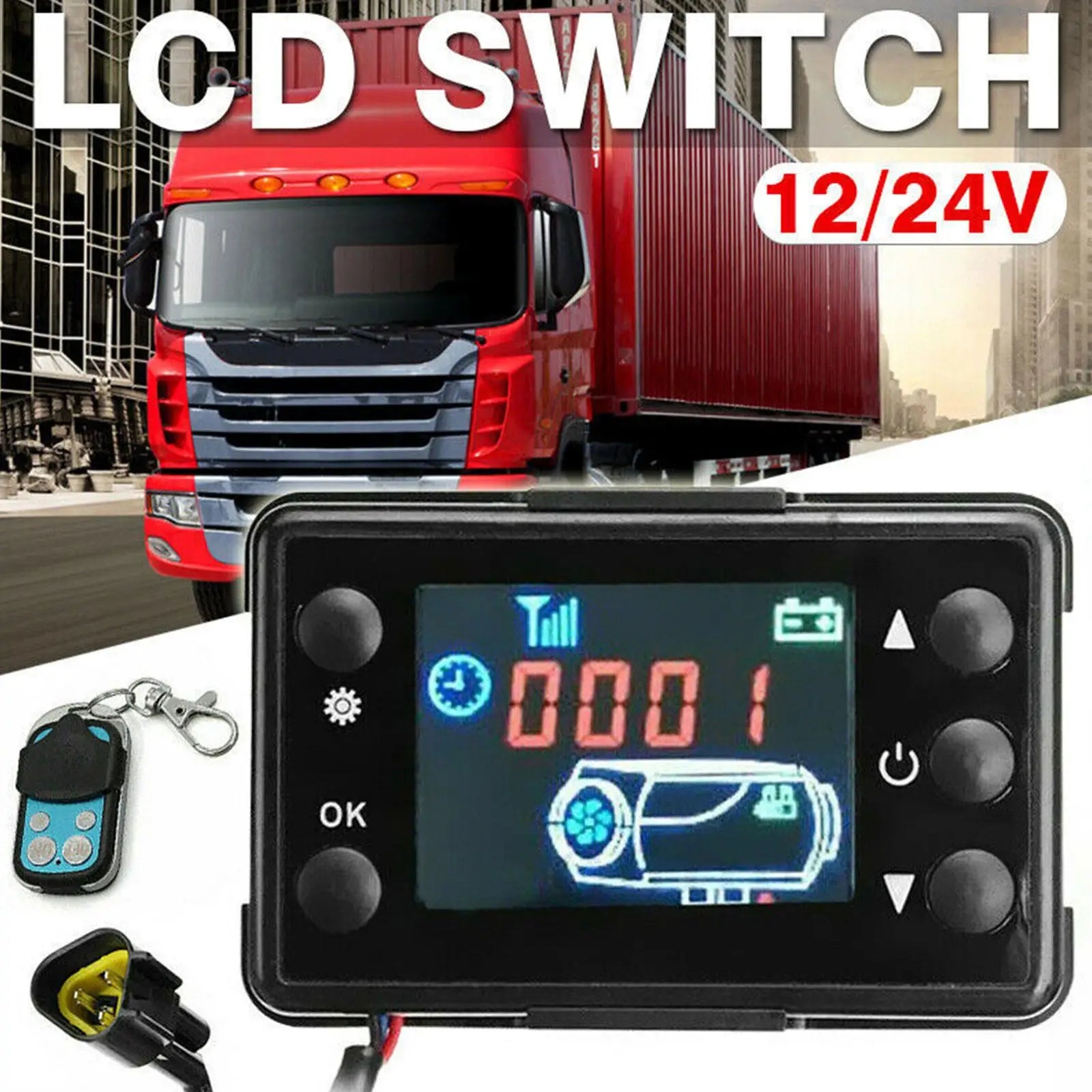 Universal Parking Heater Controller Kit 12V/24V LCD Monitor Switch+Remote Control Car Air Parking Heater Accessories
