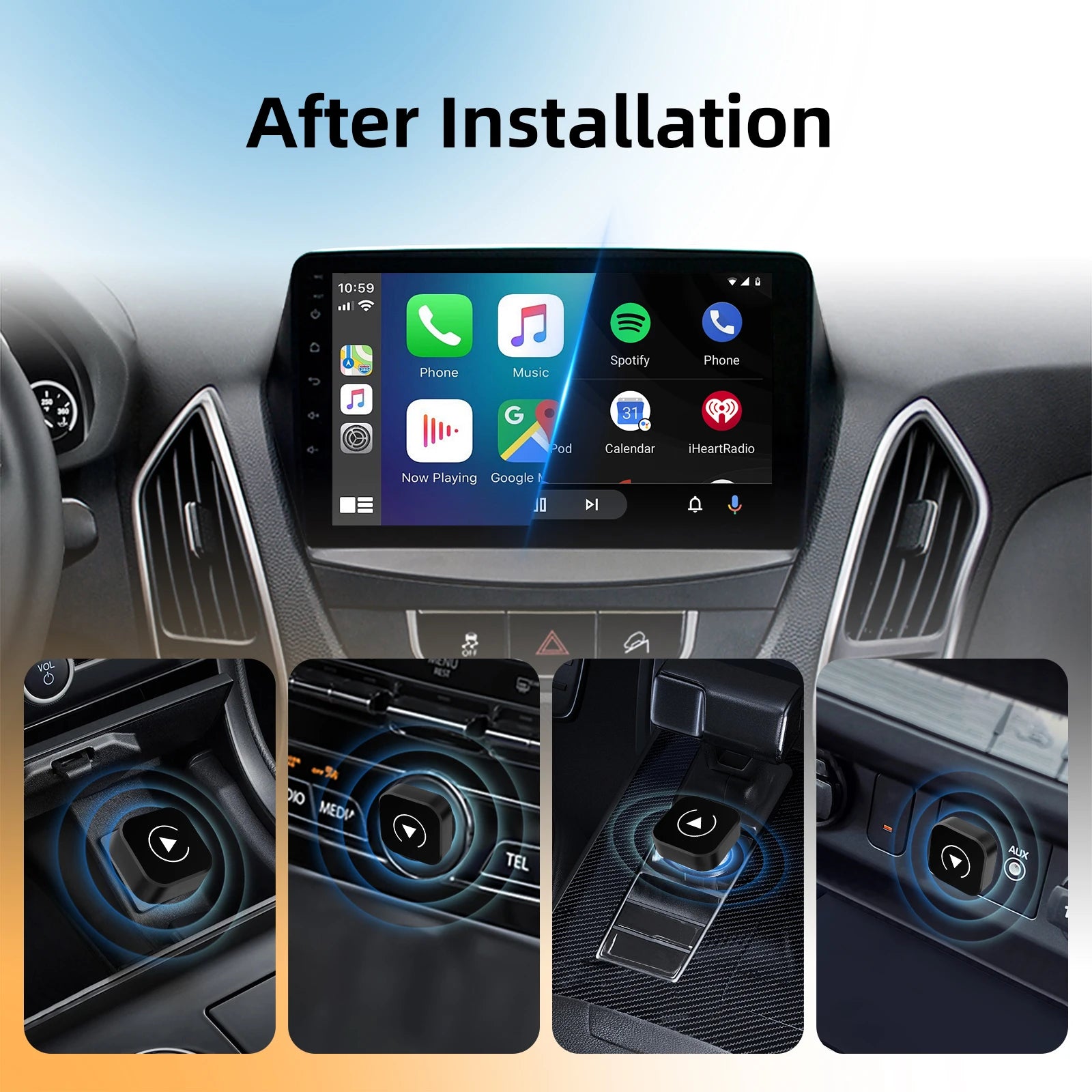 Universal 2in1 Wireless CarPlay Android Auto Adapter Smart Mini Box for Factory Wired Car, Plug And Play WiFi Fast Connect