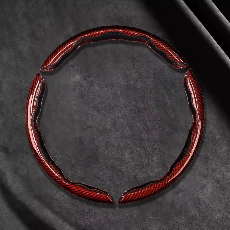 Car Universal 38cm Carbon Fiber Car Steering Wheel Cover Non-slip Card Cover Auto Steering Wheel Handle Booster Protective Cover