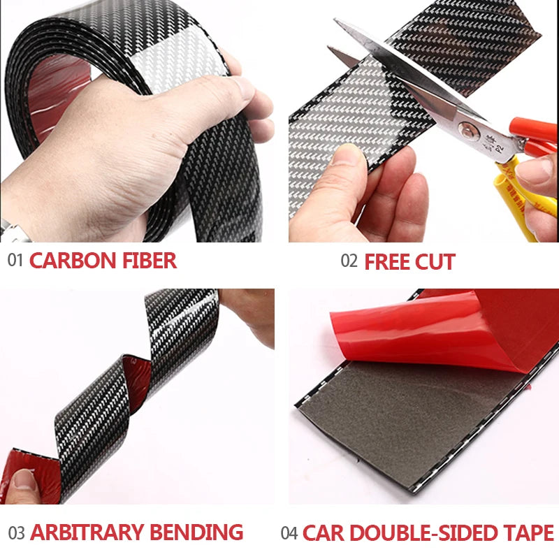 SEAMETAL Car Stickers Anti Scratch Door Sill Protector Strip Carbon Fiber Car Threshold Protection Bumper Film Car Accessories