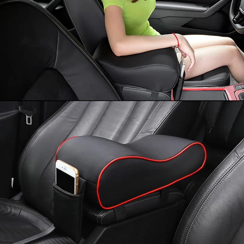 Car Armrest Pad Leather Auto Central Console Protection Cushion Thicken Memory Foam Auto Armrests Storage Box with Pocket