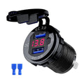 Quick Charger Aluminum QC3.0 Dual USB Car Charger with Switch Button LED Voltage Display for 12V/24V Cars Boats Motorcycle