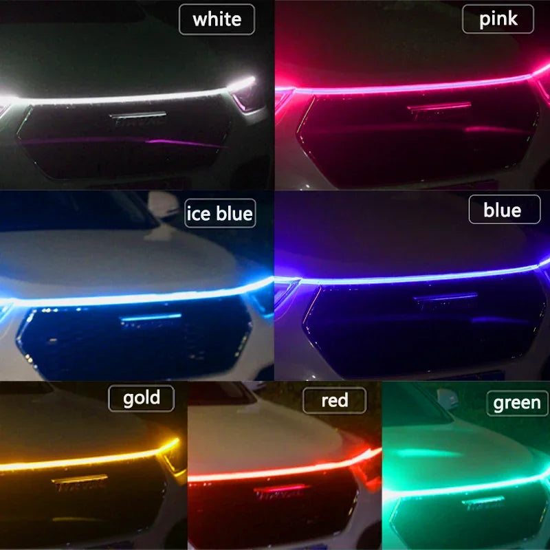 1.2M/1.5M/1.8M Car DRL Led Lights Strip For Hood Flexible Car Engine Cover Decoration Headlight Universal Daytime Running Lights