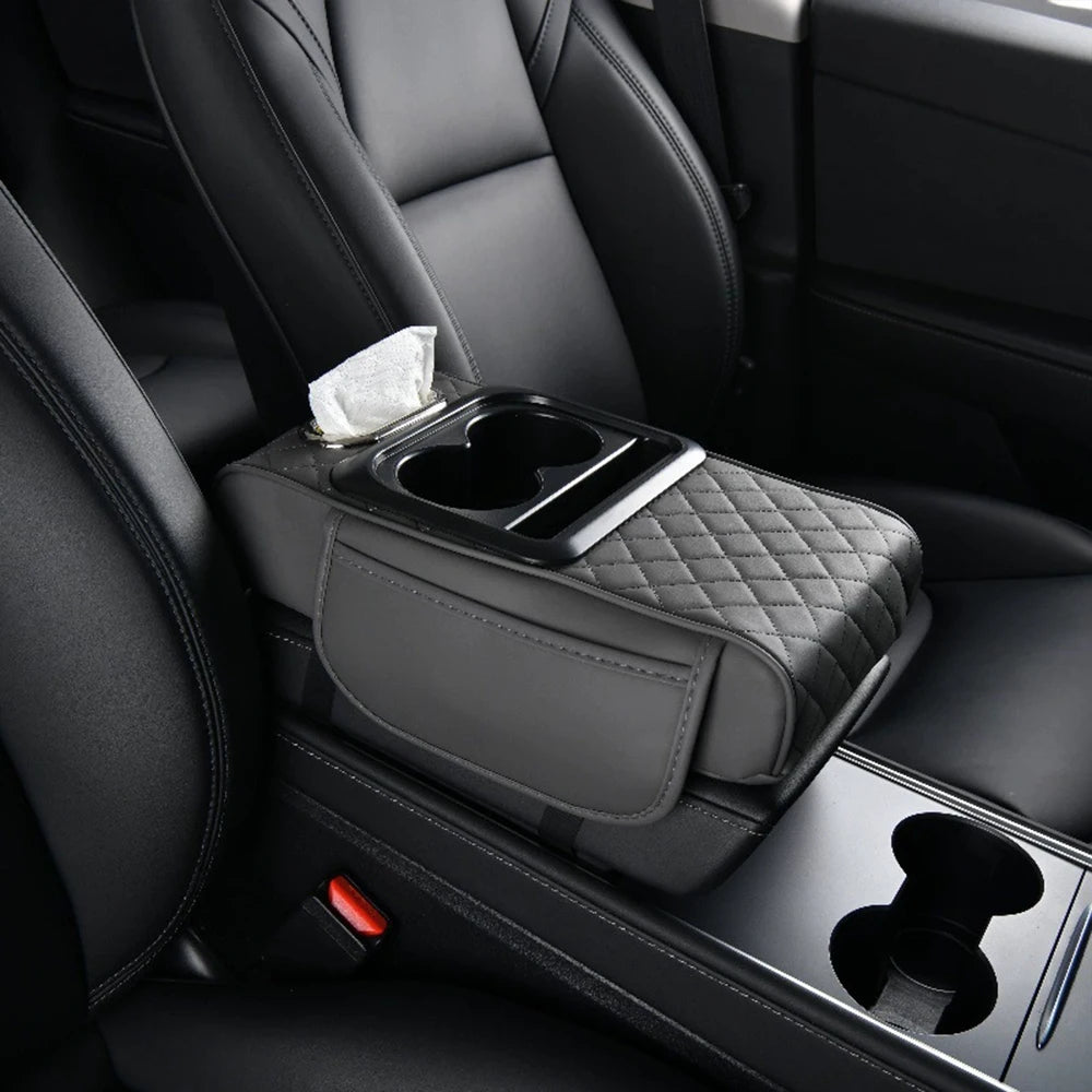 1PC Car armrest box pad, height pad, beverage cup holder, multifunctional storage, universal central armrest pillowcase