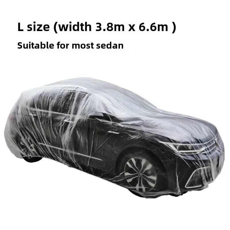 Disposable Transparent Car Cover Universal PEVA Dustproof Scratch Free Auto Protector for Indoor Use Vehicle Exterior Protection
