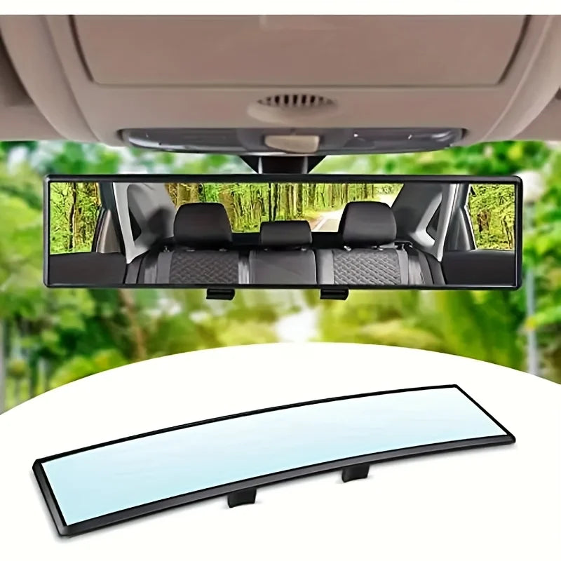 Universal Anti-Glare Wide-Angle Convex Rearview Mirror Car Interior Easy Clip-On 285mm HD Panoramic Anti-Fog Safety Accessory