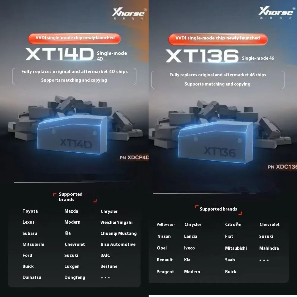 5/10pcs Xhorse VVDI Single-mode Chip XT136  XT14D Fully Replaces Original and Aftermarket 4D/46 Chips for VVDI2 VVDI Key Tool