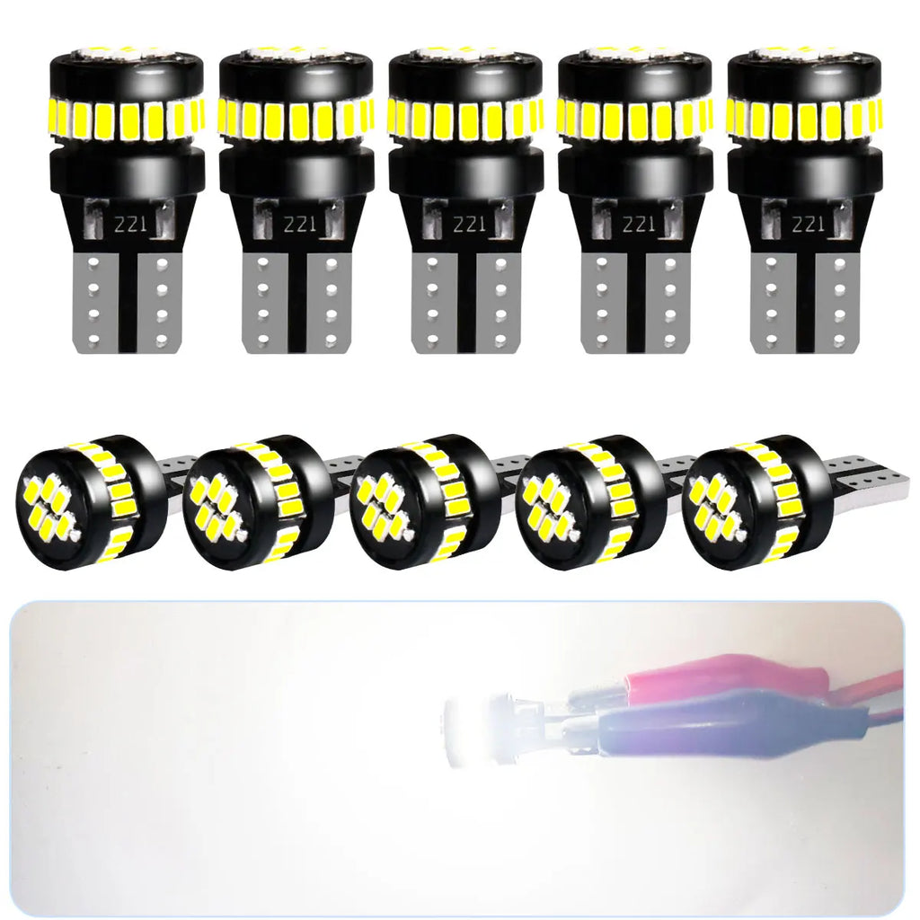 Canbus T10 W5W LED Small Bulbs with Ultra Powerful Bright 3014 24Chipsets 360Degree Lightings for Car Turn Signals