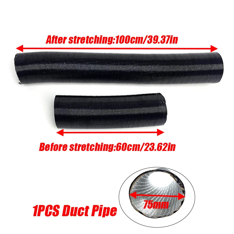 25/42/60/75/90mm Diameter 60-200cm Lenght  Air Diesel Parking Heater Duct Pipe Tube Hose For Webasto Eberspacher Car Camper