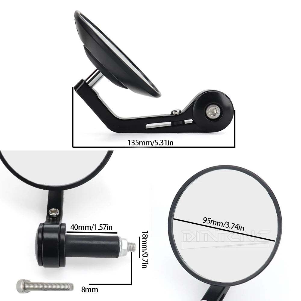 Motorcycle Accessories Bicycle Tram Off-Road Vehicle All-Terrain Universal Handlebar End Rearview Mirrors 95MM Glass Side Mirror