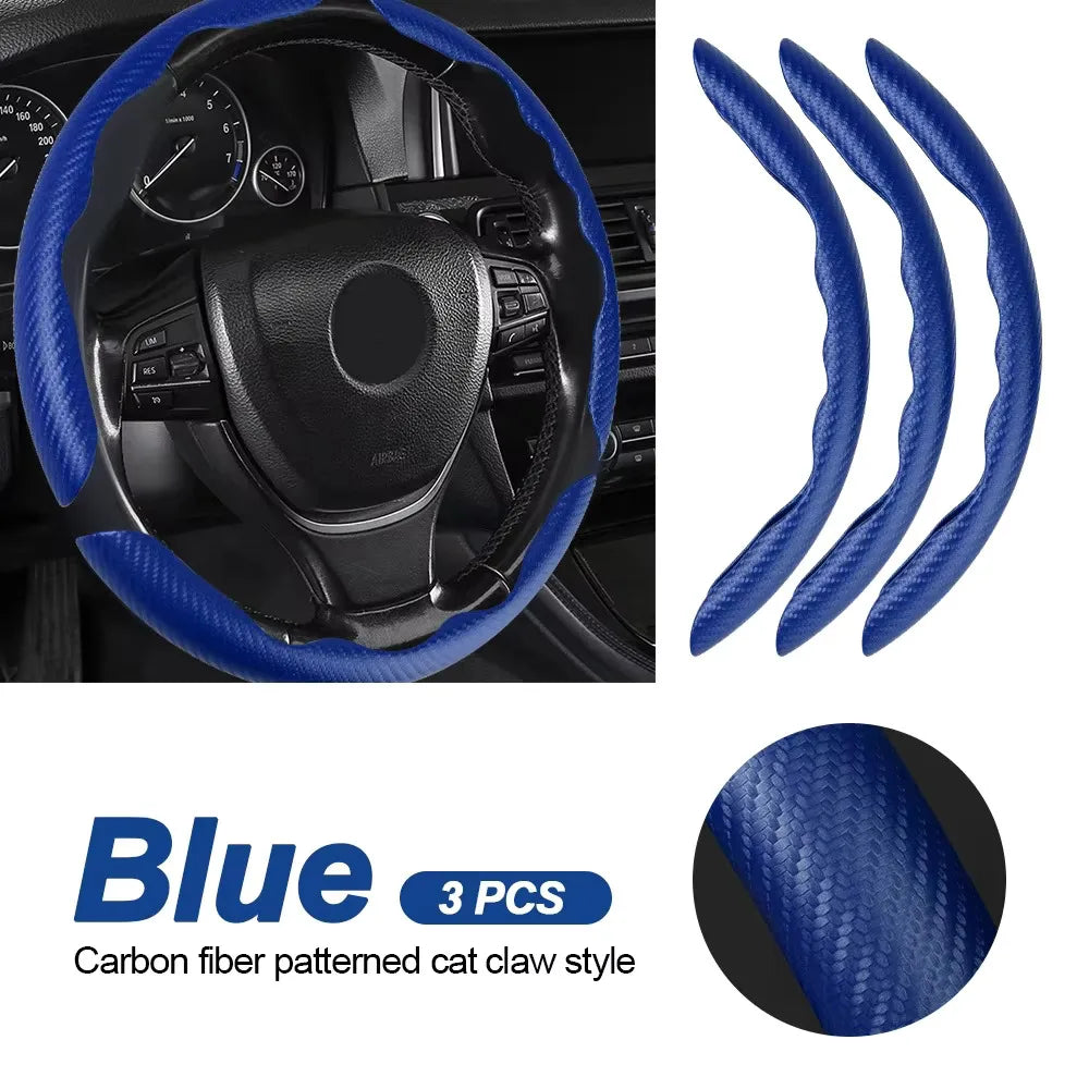 Car Universal 38cm Carbon Fiber Car Steering Wheel Cover Non-slip Card Cover Auto Steering Wheel Handle Booster Protective Cover