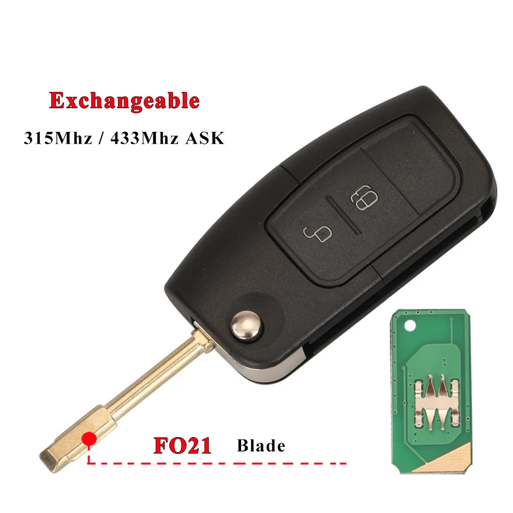 jingyuqin ASK 315/433MHz 2/3 Button Keyless Entry Remote Key Fob For Ford Focus Mondeo C Max S Max Galaxy Fiesta