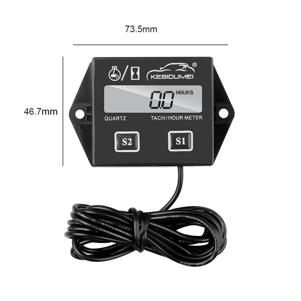 Digital Motor Speedmeter Engine  Hour Meter Tachometer Gauge RPM LCD Display For Gasoline 2/4 Stroke Boat Motorcycles Chainsaw