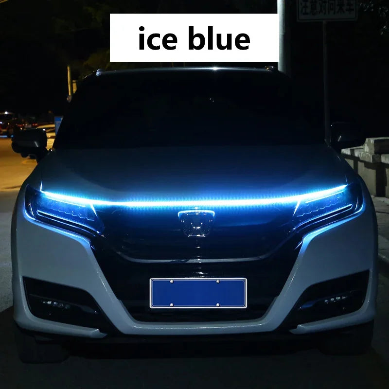 1.2M/1.5M/1.8M Car DRL Led Lights Strip For Hood Flexible Car Engine Cover Decoration Headlight Universal Daytime Running Lights