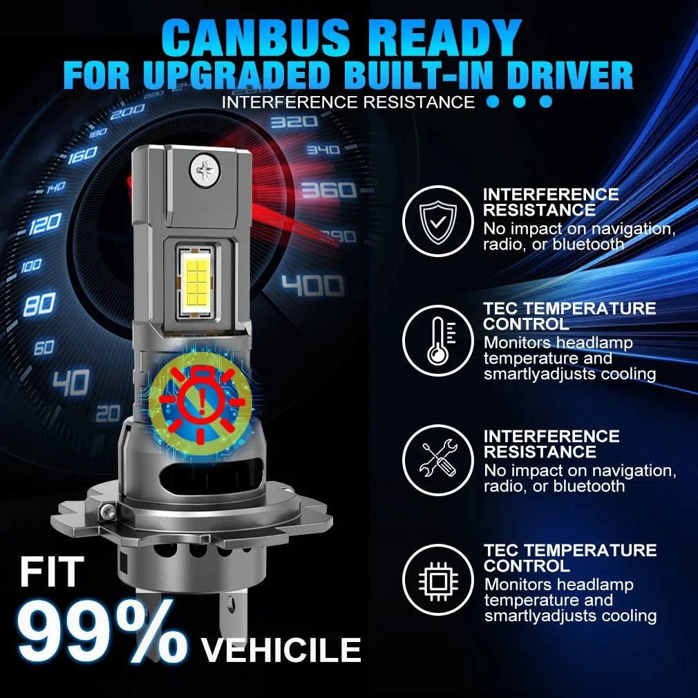 YHKOMS H7 LED Headlight Bulb Mini Wireless 60W 20000LM 6000K CSP for Car Headlamp Auto Diode Lamps H7 Turbo Led 12V Automobile