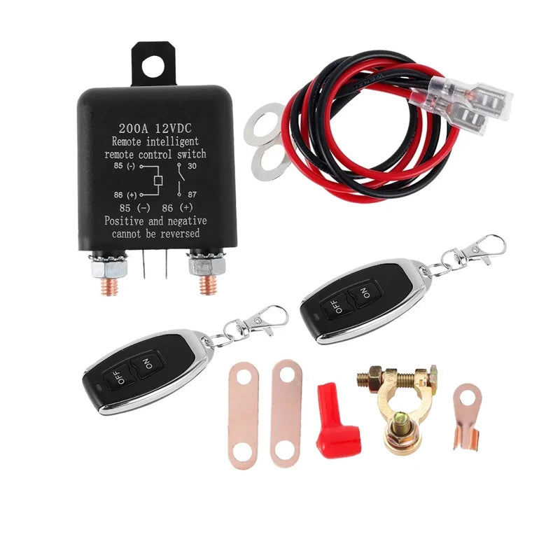 12V 200A Remote Car Control Battery Disconnect Switch Battery Switch Relay Anti-Theft Upgrade Prevent Power Drain